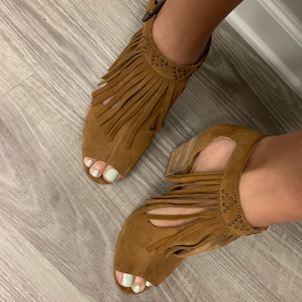 Suede Fringe Heel